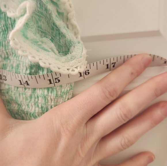 Lost And Wander Floral Mint Green Maxi Dress Size L Ruffle Short Sleeves #N634 - Picture 5 of 5